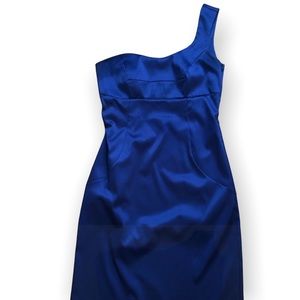 One-shoulder satin women’s size 8 indigo cocktail dress